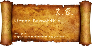 Kirrer Barnabás névjegykártya